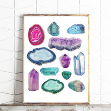 Charger l'image dans la galerie, Watercolor Gemstones and Crystals Painting
