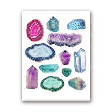 Load image into Gallery viewer, Watercolor Gemstones and Crystals Painting
