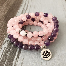 Load image into Gallery viewer, Rose Quartz Amethyst Mala
