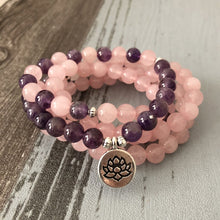 Load image into Gallery viewer, Rose Quartz Amethyst Mala
