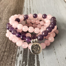 Load image into Gallery viewer, Rose Quartz Amethyst Mala