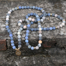 Load image into Gallery viewer, Matte Blue Stone Mala Bracelet