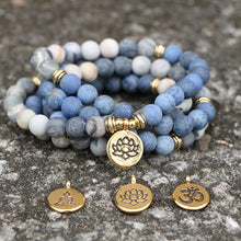 Load image into Gallery viewer, Matte Blue Stone Mala Bracelet