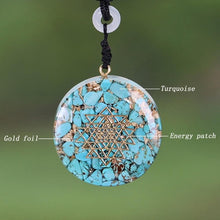 Load image into Gallery viewer, Turquoise Sri Yantra Orgonite Necklace
