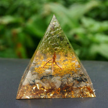 Charger l'image dans la galerie, Peridot Black Rutilated Quartz Tree Of Life Pyramid