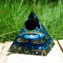 Charger l'image dans la galerie, Obsidian Sphere Blue Quartz Gear Pyramid