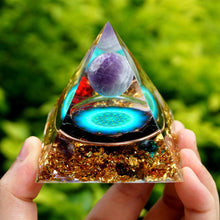 Load image into Gallery viewer, Amethyst Sphere Obsidian Pyramid
