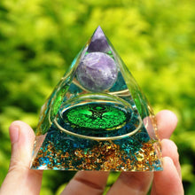 Charger l'image dans la galerie, Amethyst Sphere Blue Quartz Tree Of Life Pyramid