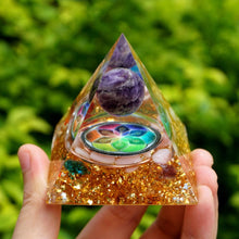 Charger l'image dans la galerie, Amethyst Sphere Blue Red Quartz Chakra Pyramid