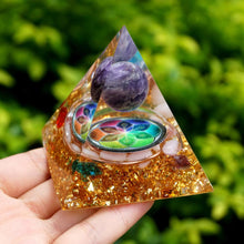 Charger l'image dans la galerie, Amethyst Sphere Blue Red Quartz Chakra Pyramid