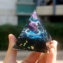 Charger l'image dans la galerie, Amethyst Sphere Obsidian Metal Ring Pyramid