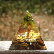 Load image into Gallery viewer, Peridot Tiger Eye Tree of Life Pyramid
