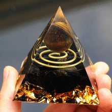 Charger l'image dans la galerie, Tiger Eye Sphere Obsidian Pyramid