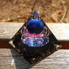 Load image into Gallery viewer, Lapis Lazuli Sphere Obsidian Pyramid
