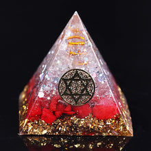 Load image into Gallery viewer, Red Coral David Star Flower of Life Pyramid
