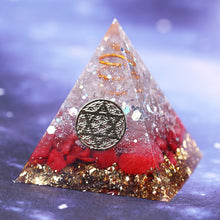 Charger l'image dans la galerie, Red Coral David Star Flower of Life Pyramid