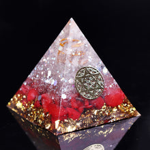 Charger l'image dans la galerie, Red Coral David Star Flower of Life Pyramid