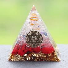 Charger l'image dans la galerie, Red Coral David Star Flower of Life Pyramid