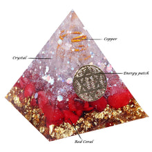 Load image into Gallery viewer, Red Coral David Star Flower of Life Pyramid
