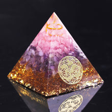 Charger l'image dans la galerie, Rose Quartz Amethyst Om Pyramid