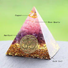 Charger l'image dans la galerie, Rose Quartz Amethyst Om Pyramid