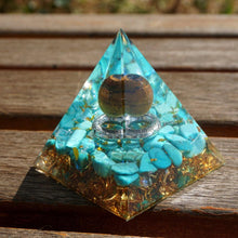 Charger l'image dans la galerie, Tiger Eye Sphere Turquoise Pyramid