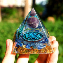 Load image into Gallery viewer, Amethyst Sphere Kyanite Pyramid