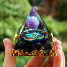 Charger l'image dans la galerie, Amethyst Sphere Obsidian Om Pyramid