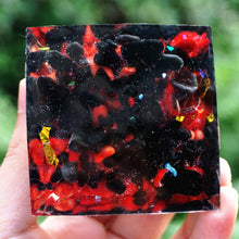 Charger l'image dans la galerie, Obsidian Sphere Red Coral Pyramid