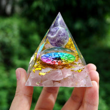 Charger l'image dans la galerie, Amethyst Sphere Rose Quartz Chakra Pyramid