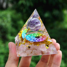 Charger l'image dans la galerie, Amethyst Sphere Rose Quartz Chakra Pyramid