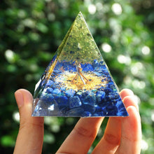 Load image into Gallery viewer, Peridot Lapis Lazuli Tree Of Life Pyramid
