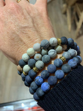Load image into Gallery viewer, Matte Blue Stone Mala Bracelet