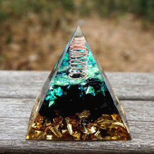 Load image into Gallery viewer, Clear Quartz Obsidian Pyramid