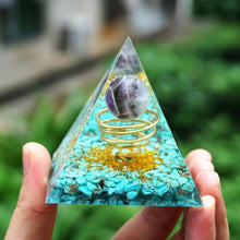 Charger l'image dans la galerie, Amethyst Sphere Turquoise Brass Pyramid