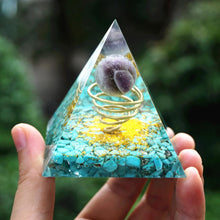 Charger l'image dans la galerie, Amethyst Sphere Turquoise Brass Pyramid