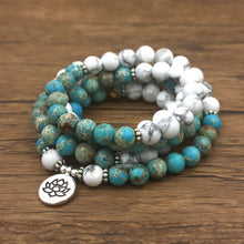 Charger l'image dans la galerie, Howlite Turquoise Mala Bracelet