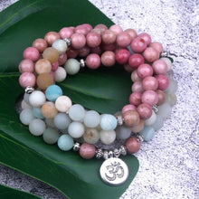 Charger l'image dans la galerie, Rhodochrosite Frosted Amazonite Mala Bracelet
