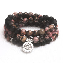 Charger l'image dans la galerie, Matte Black Onyx Rhodonite Mala