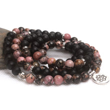 Charger l'image dans la galerie, Matte Black Onyx Rhodonite Mala