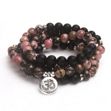 Charger l'image dans la galerie, Matte Black Onyx Rhodonite Mala