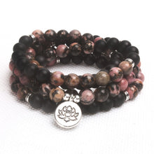 Charger l'image dans la galerie, Matte Black Onyx Rhodonite Mala