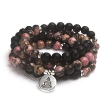 Charger l'image dans la galerie, Matte Black Onyx Rhodonite Mala