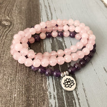 Load image into Gallery viewer, Rose Quartz Amethyst Mala