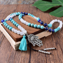 Charger l'image dans la galerie, Turquoise Lapis Lazuli Hamsa Mala Bracelet