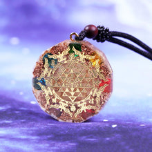 Load image into Gallery viewer, Luminous Zircon Sri Yantra Orgonite Necklace

