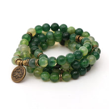 Load image into Gallery viewer, Green Agate Mala Bracelet