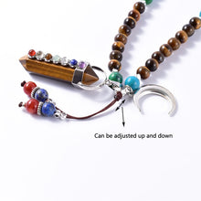 Charger l'image dans la galerie, Tiger Eye With Moon Pendant Necklace