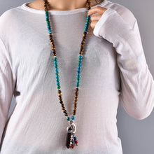 Charger l'image dans la galerie, Tiger Eye With Moon Pendant Necklace
