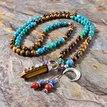 Charger l'image dans la galerie, Tiger Eye With Moon Pendant Necklace